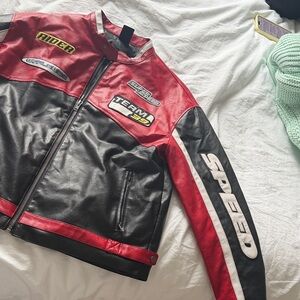 Iets frans Red and Black Racing Jacket
